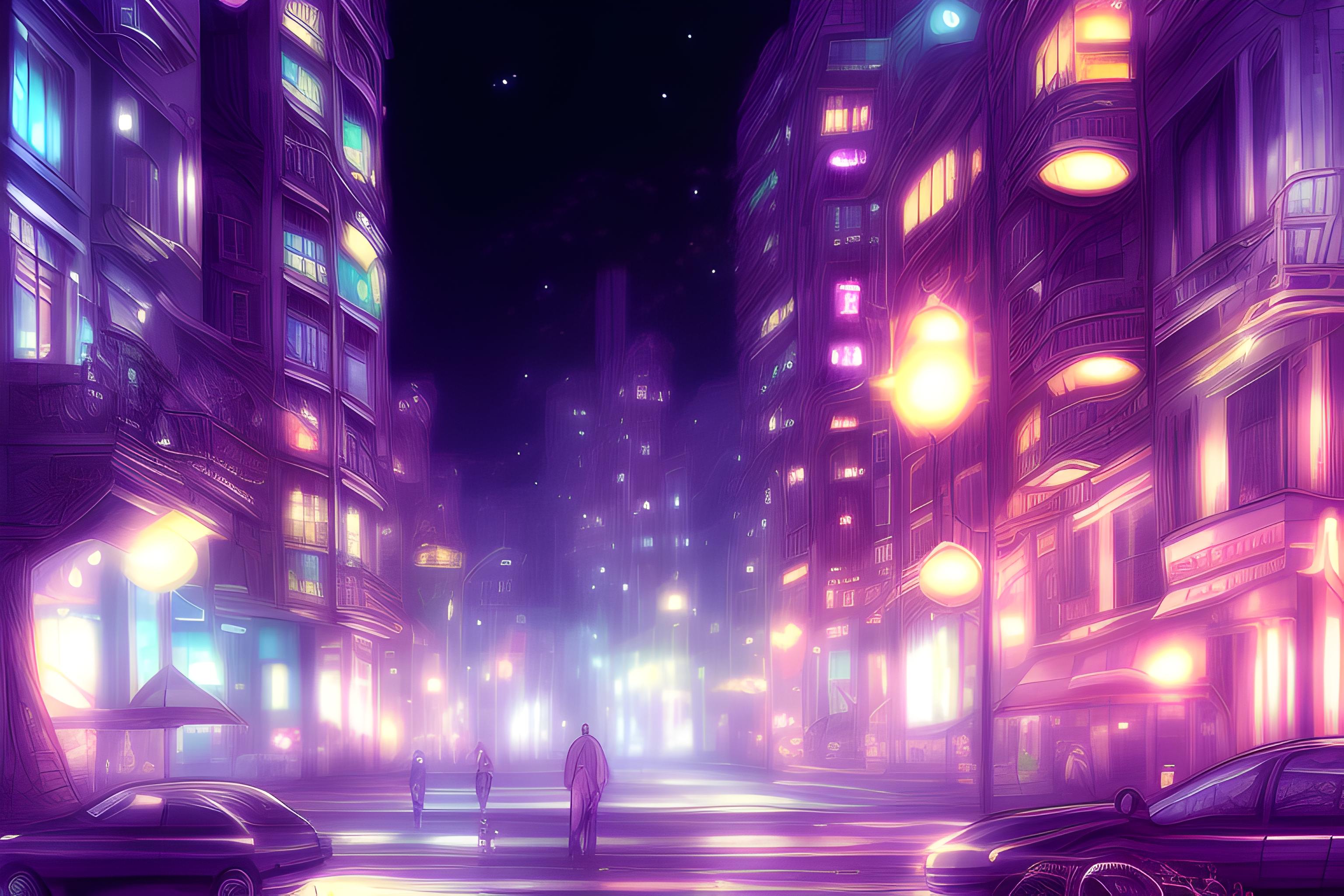 city, night, aesthetic, anime style drawing | Wallpapers.ai
